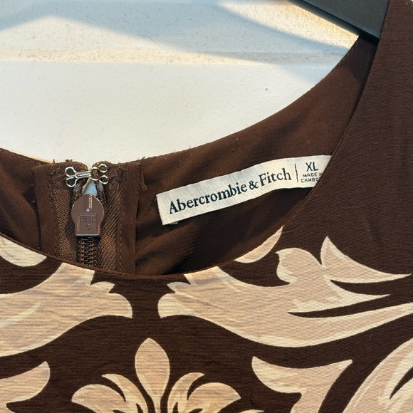 Abercrombie & Fitch Brown, Tan, & Cream Side Cutout Maxi Dress with Pockets XL - Picture 2 of 7